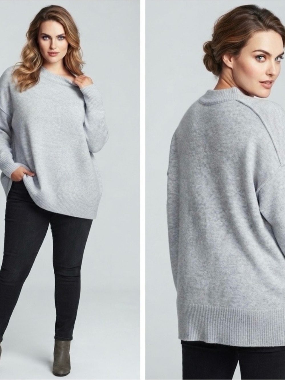 Aerie Oversized Womens Sweater XL Light Blue Gray Heather Knit Drop Shoulder
